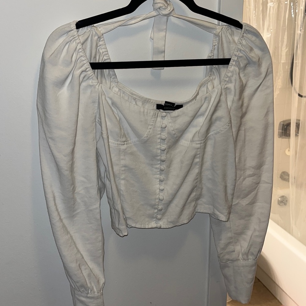 F21 white blouse